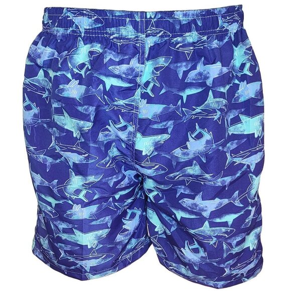 Men's Swim Trunks, Swimming Shorts, Beach Board Swimwear Suit, Blue Sharks - Picture 2 of 4